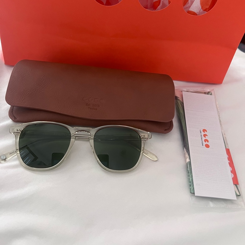 NWT Garrett Leight Brooks Sun Pure Glass/Pure Green 47